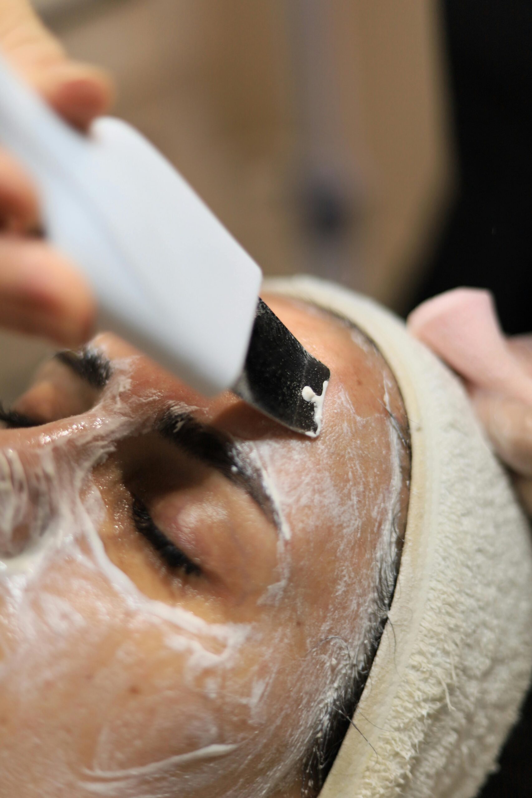 Close-up of a facial skincare treatment at an Istanbul spa for a rejuvenating experience.